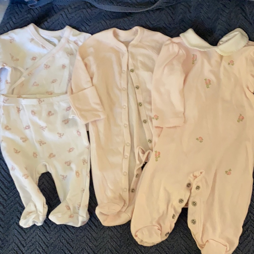 3 sets Ralph Lauren footed onesies (newborn-3months)